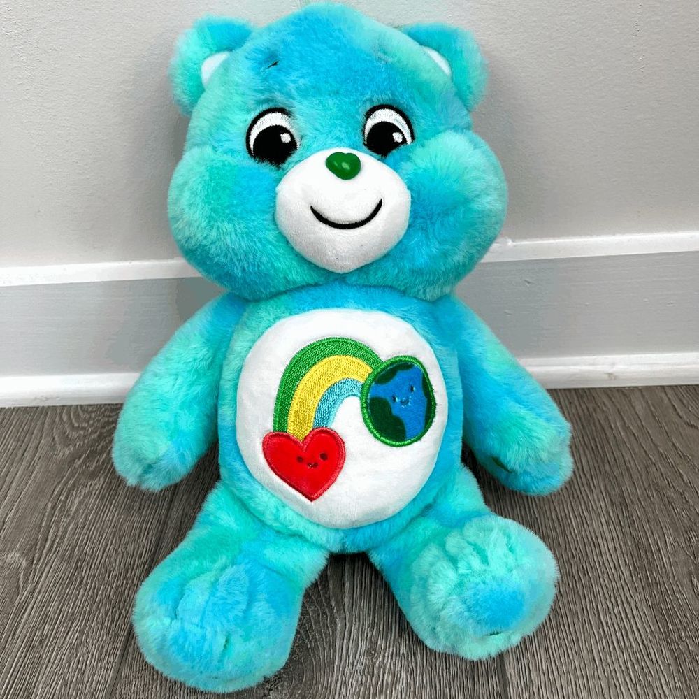 2021 Care Bears Love The Earth I Care Bear 14” Plush Tie Dye Blue Green …